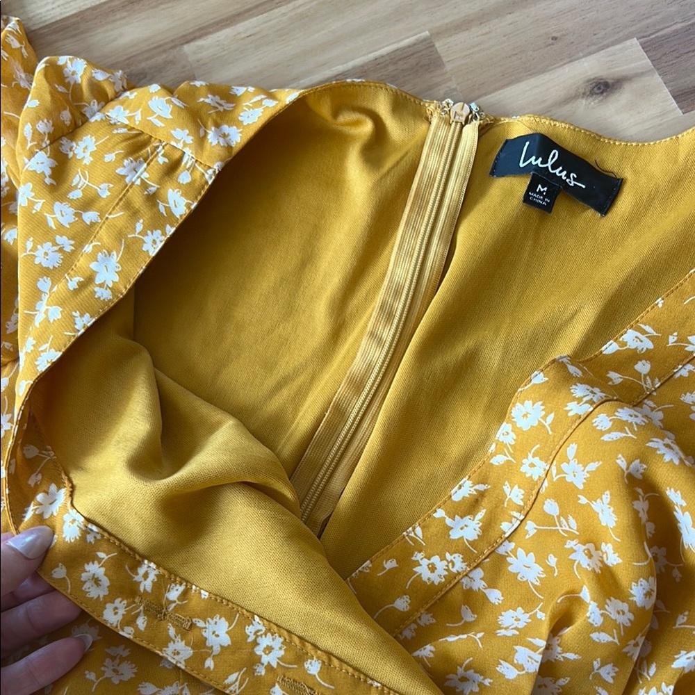 Lulu's Yellow Ruffled Puff Sleeve Sundress - Picture 4 of 5